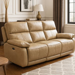 Bali Genuine Leather 3 seater Sofa Power Recliner Caramel