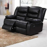 Leather Reclining Sofa 2 Seater Black