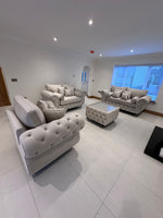 Rio chesterfield 3+2+1 sofa set fullback + cushions cream