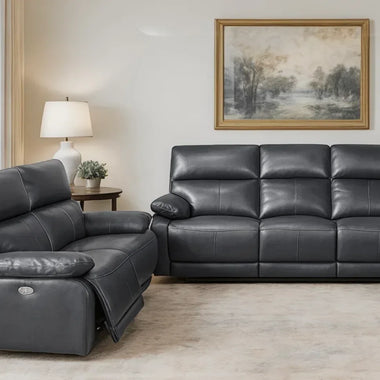 Bali Genuine Leather Sofa Power Recliner With USB Port - DF Beds