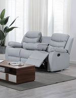 Leather Reclining Sofa 2 Seater Light Grey