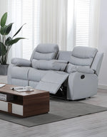 Leather Recliner Sofa Grey & Black