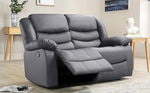 Leather Recliner Sofa Grey & Black