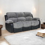 Leather Recliner Sofa Grey & Black