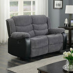 Leather Recliner Sofa Grey & Black