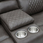 Roman Leather Recliner Sofa Brown & Grey