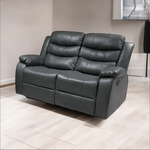 Leather Reclining Sofa 2 Seater Dark Grey