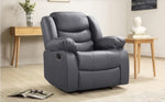 Leather Recliner Sofa Grey & Black