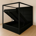 Shard 4 Poster Metal Bed Frame Ottoman Gaslift with upholstered fabric