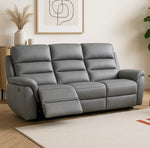 Dallas Genuine Leather Power Recliner 3 Seater Grey