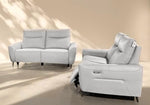 Bella 3 + 2 Set Genuine Leather Power Recliner Sofa Grey