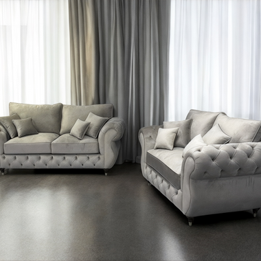 Rio chesterfield 3 seater sofa fullback + cushions cream