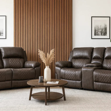 Roman Leather Recliner Sofa Brown & Grey - DF Beds