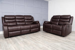 Leather Reclining Sofa 3 + 2 Seater Set Brown
