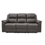 Roman Leather Recliner Sofa 3 Seater Stone Grey