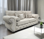 Rio chesterfield 3 seater sofa fullback + cushions cream