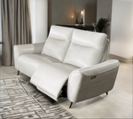 Bella 2 seater Genuine Leather Power Recliner Sofa Cream