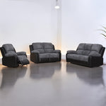 Leather Recliner Sofa Grey & Black