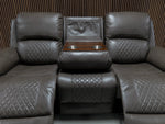 Roman Leather Recliner Sofa Brown & Grey