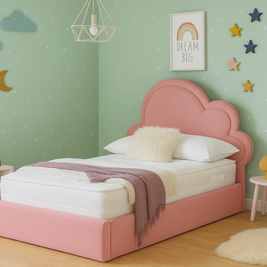 Lume Cloud Bed Frame 4ft Small Double Pink Plush Kids Children Bed