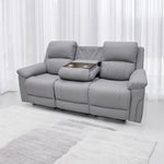 Roman Leather Recliner Sofa 3 Seater Set Light Grey