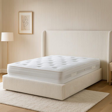 The Luna Extended Bed upholstered Naples Cream
