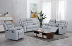 Leather Recliner Sofa Grey & Black