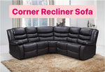 Leather Recliner Sofa Grey & Black