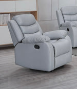 Leather Recliner Sofa Grey & Black