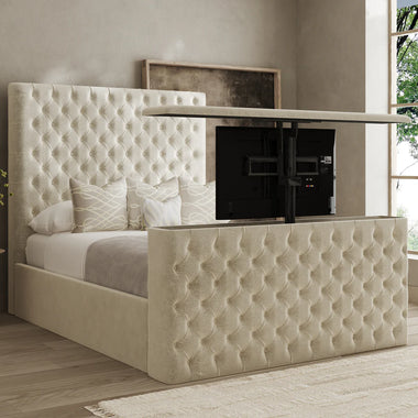 Chesterfield TV Bed Frame with matching or dimond buttons