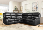 Leather Reclining Sofa Corner 5 Seater Black