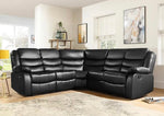 Leather Recliner Sofa Grey & Black