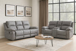 Roman Leather Recliner Sofa 3 + 2 Seater Set Light Grey