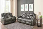 Bravado 3 + 2 Genuine Leather Power Recliner Sofa With Adjustable Headrest And Extras Grey