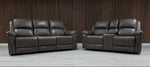 Roman Leather Recliner Sofa Brown & Grey