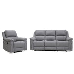 Roman Leather Recliner Sofa 3 + 1 Seater Light Grey