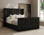 Luxe Winged Upholstered Bed Frames - D F Beds 5ft King Black