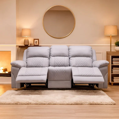 Roman Leather Recliner Sofa Brown & Grey - DF Beds