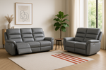 Dallas Genuine Leather Power Recliner 3 + 2 Set Grey Seaters