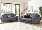Grey Leather Sofa - D F Beds