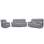 Roman Leather Recliner Sofa 3 + 2 + 1 Seater Set Light Grey