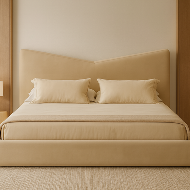 The Modvee Bed Upholstered Champagne