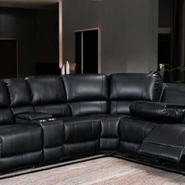 Vancouv Leather Recliner Corner Sofa With Cup Holders