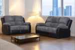 Leather Recliner Sofa Grey & Black