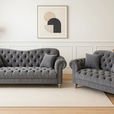 Italian Velvet Chesterfield Sofa - DF Beds