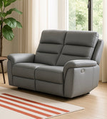 Dallas Genuine Leather Power Recliner 2 Seater Grey