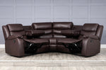 Leather Reclining Corner Sofa Brown