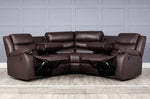 Leather Recliner Sofa Grey & Black