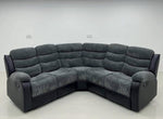 Leather and Fabric Reclining Corner Sofa Cord
