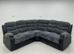Leather Recliner Sofa Grey & Black